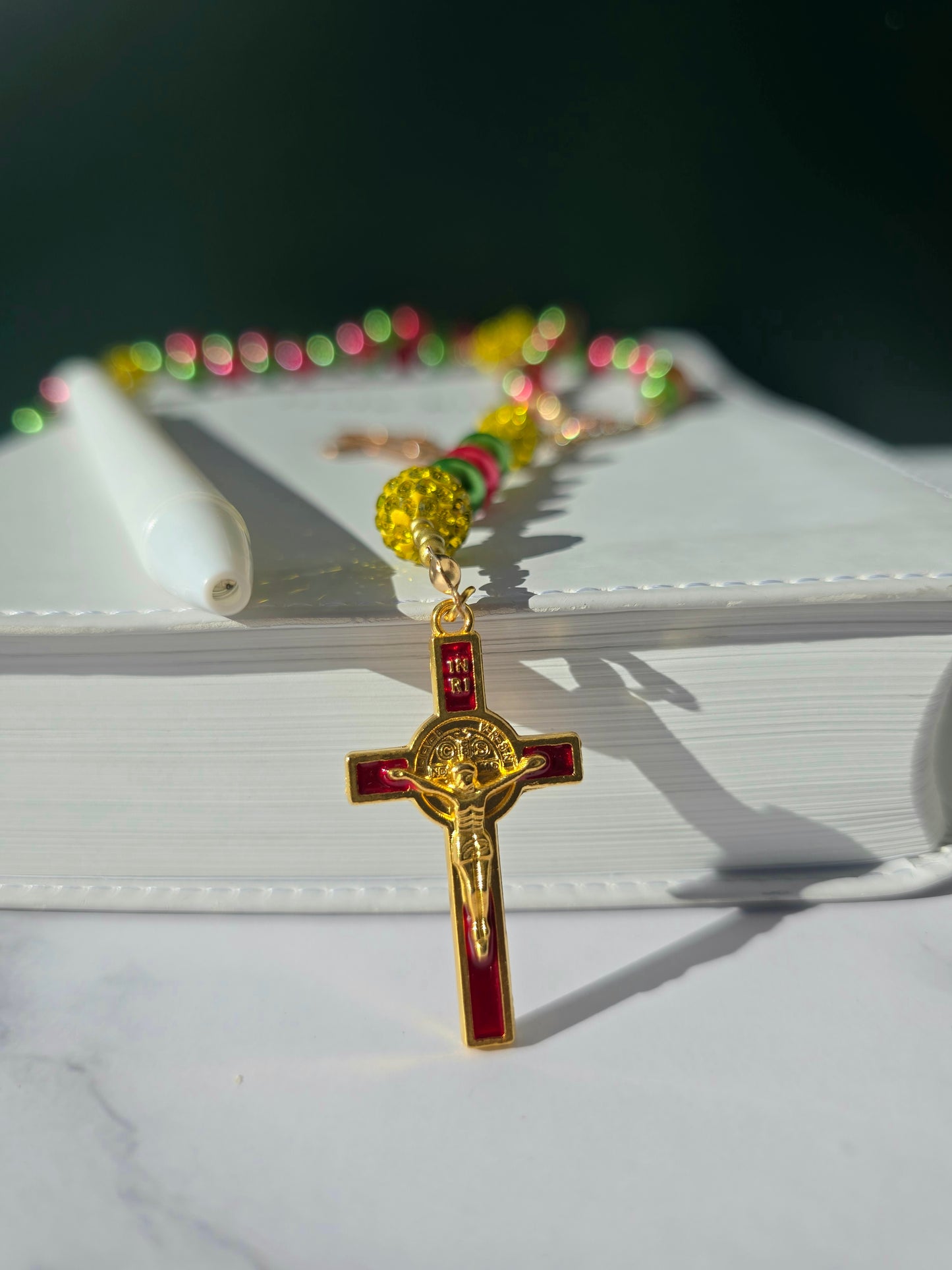 Shall Bear a Son- Green and Red pearl glass beads