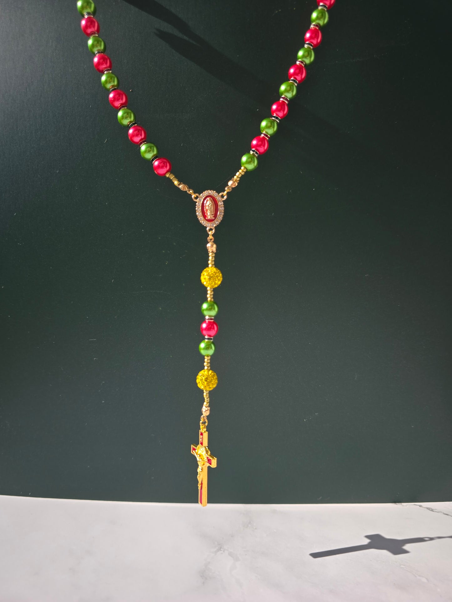 Shall Bear a Son- Green and Red pearl glass beads