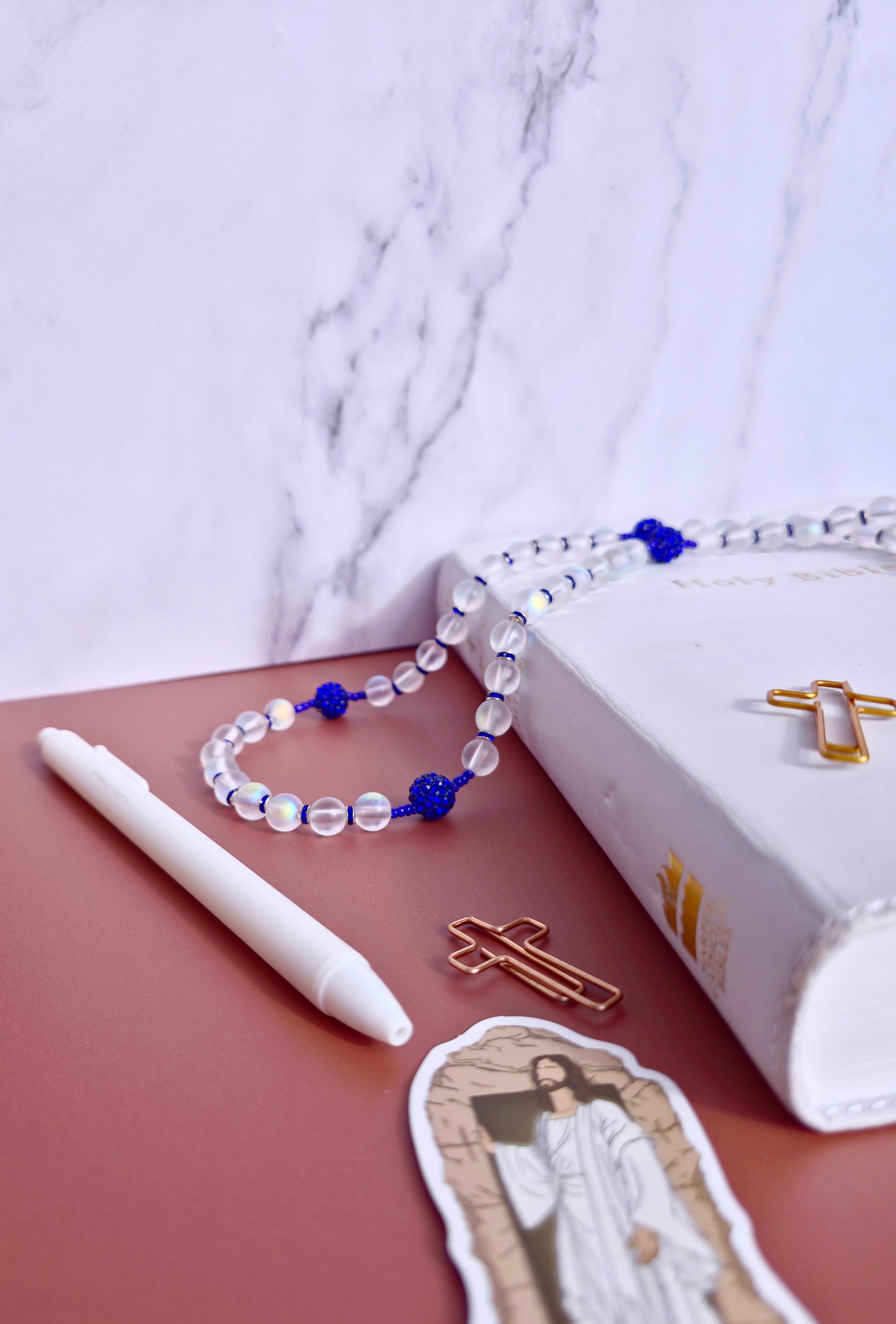 Baptized - White frosted glass beads