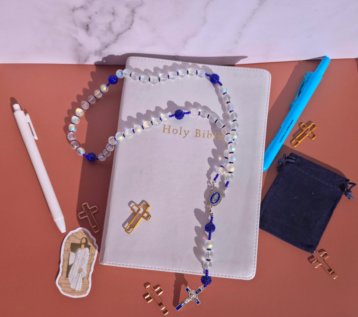 Baptized - White frosted glass beads