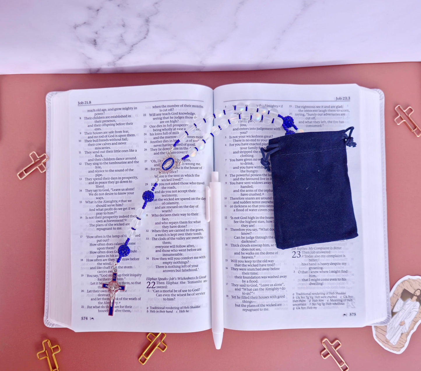 Baptized - White frosted glass beads