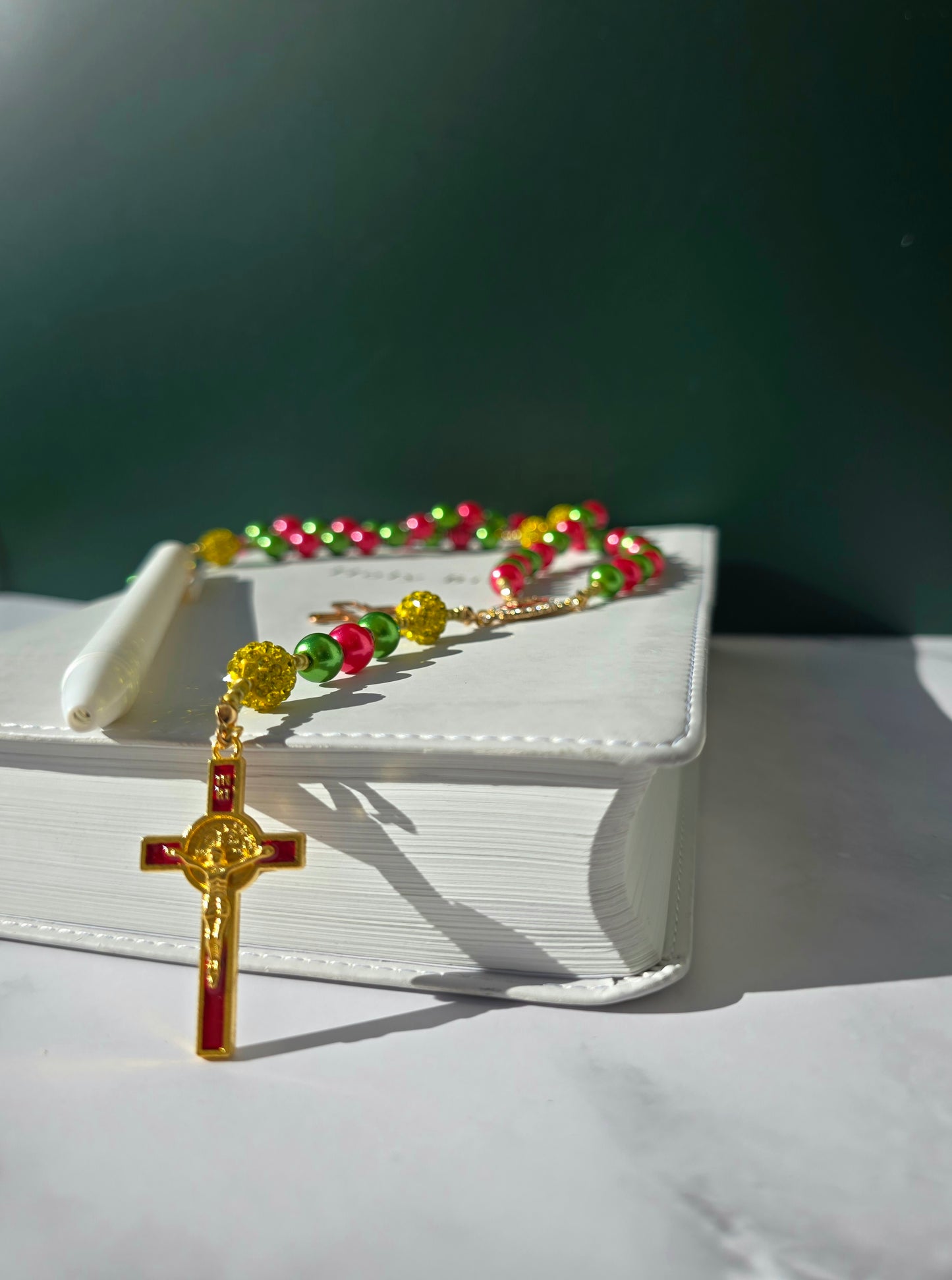 Shall Bear a Son- Green and Red pearl glass beads